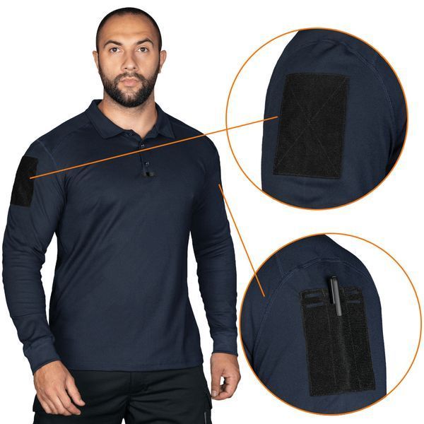 Поло Camo-Tec CG Patrol Long CoolPass Pique LT Dark Blue Size S gs-30251-s фото